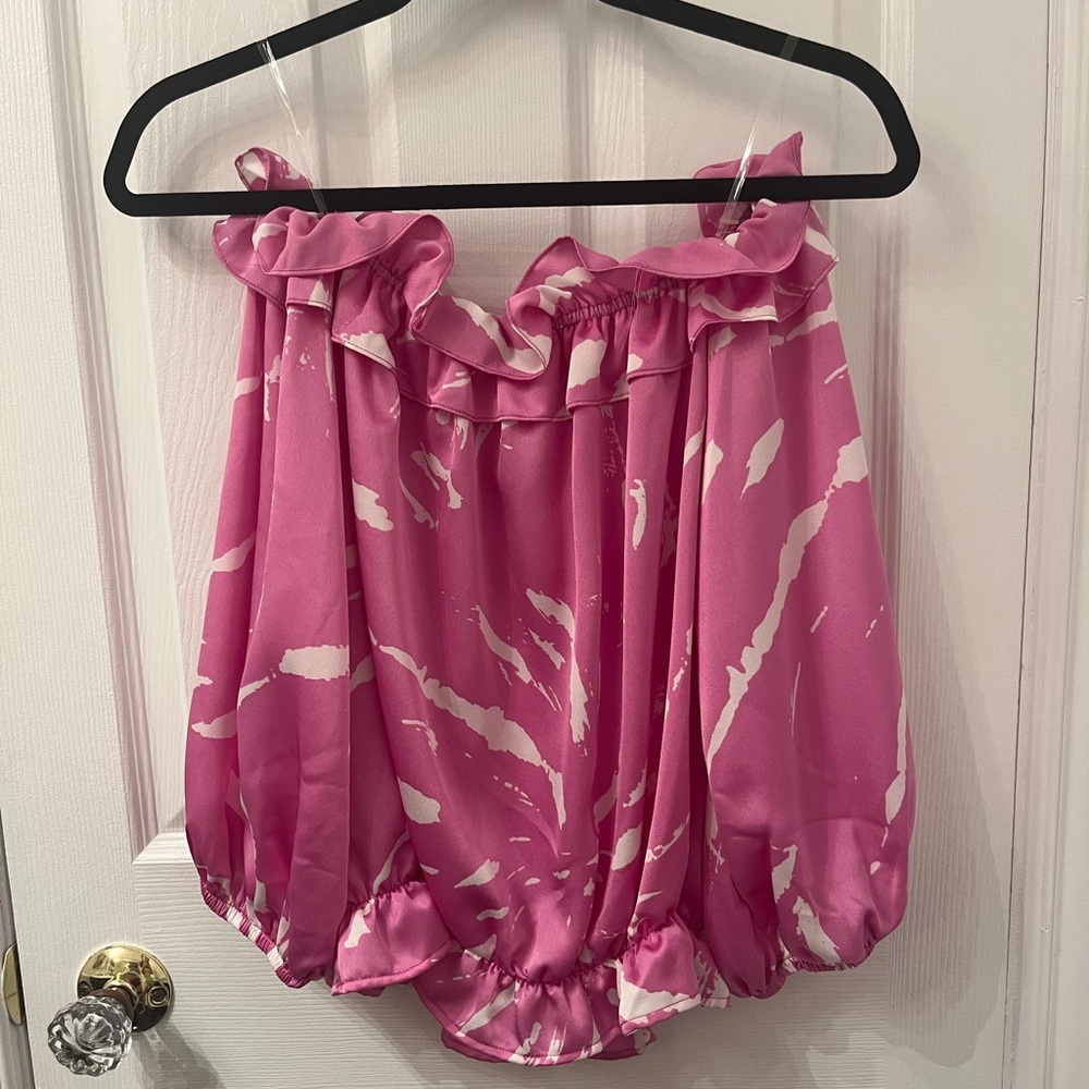 Tyche Pink Ruffle Off-Shoulder Blouse